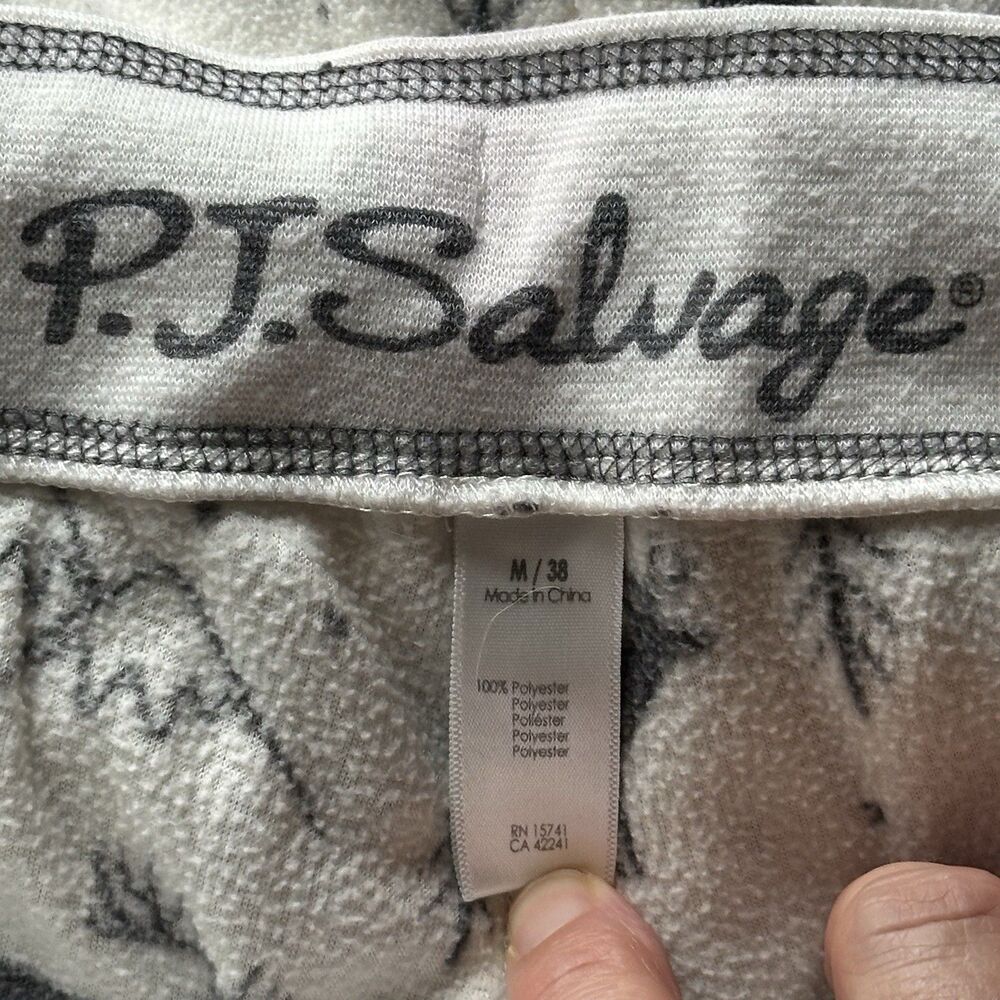 PJ Salvage Fleece Top Pajamas White Moose Winter Outdoors Long Sleeve Sz M - Picture 12 of 14